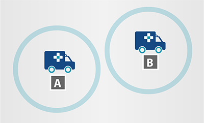 Flexible Displatch Graphic Showing Community A and Community B both
have ambulance stations.