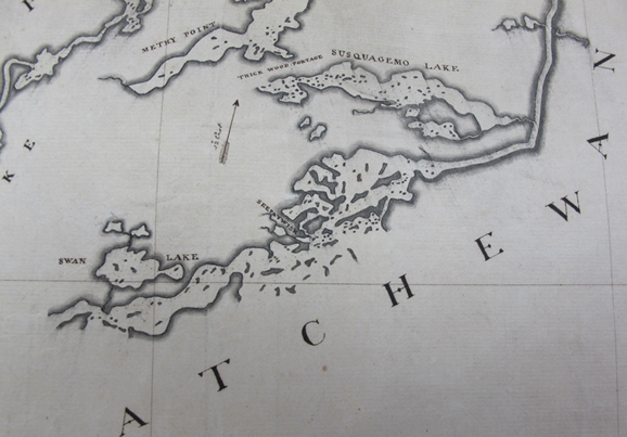 Ce détail d’une carte de David Thompson montre l’emplacement du lac Sipiwesk, écrit ici Seepaywisk