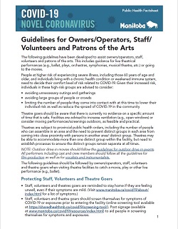 Guidelines for Owners/Operators, Staff/Volunteers and Patrons of the Arts