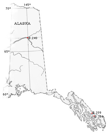 Map of Alaska with the locations of HBC Fur Trade Posts