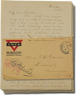 letter with 4 pages and an envelope from Charlis Francis to his mother dated 4 february 1918