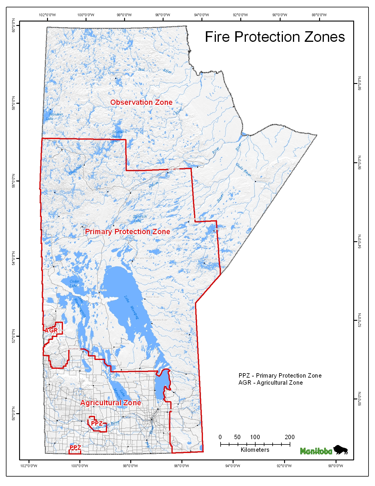 Protection zones map