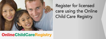 Register for online child care using the online application