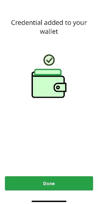 Message on screen that says 'Credential added to your wallet'