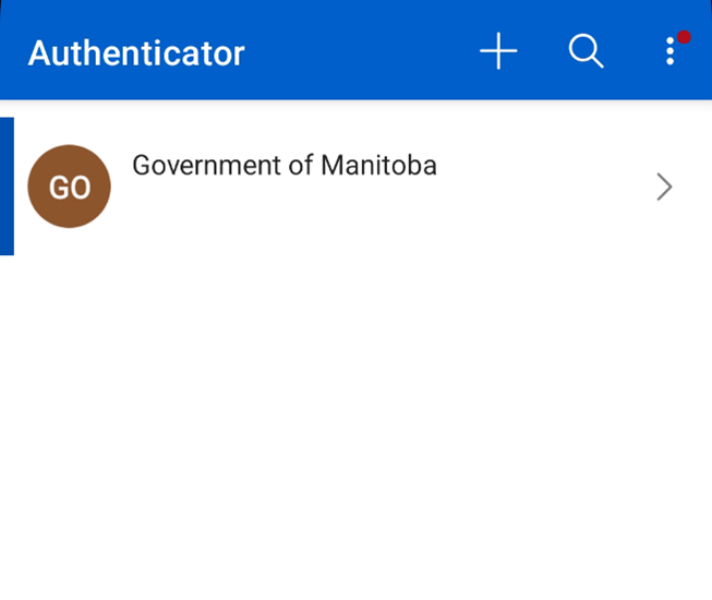 Authenticator app home page