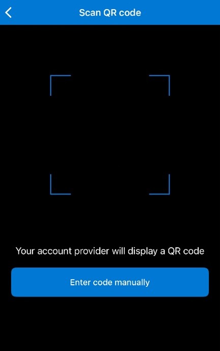 Scan QR code screen on authenticator app