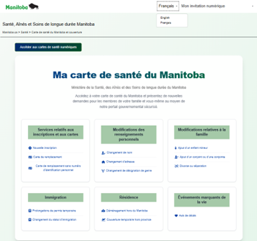 Modifier la langue pr�f�r�e dans votre compte Ma carte d'assurance-maladie du Manitoba