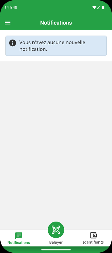 �cran de notifications de l'application Portefeuille MB