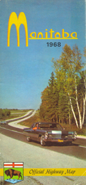 Large yellow M in Manitoba.  Car and trees, curve in background