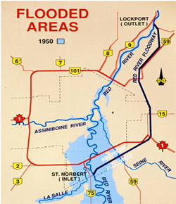 Flood areas in 1950