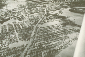 An aerial photo showing flooding in the St. Vital area, 1950
