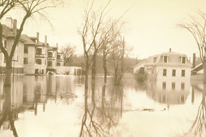 View of Assiniboine Avenue flooded in 1950.