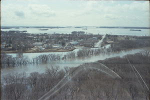Aerial image of flooding at Emerson, 1979