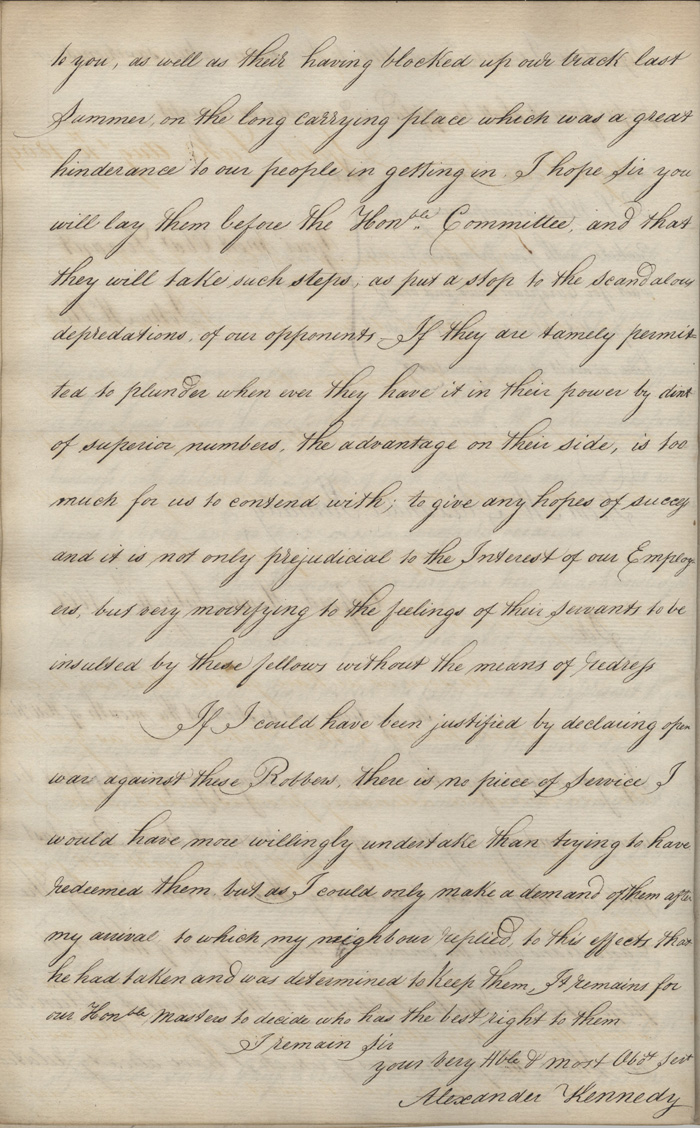 Lettre d'Alexander Kennedy  John McNab, 16 juillet 1809