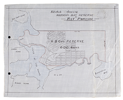 “Sketch shewing Hudson’s Bay Reserve at Rat Portage”